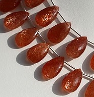 Sunstone Gemstone Flat Pear Briolette