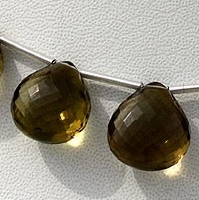 Olive Quartz  Heart Briolette