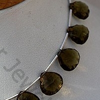 Olive Quartz  Concave Cut Faceted Heart