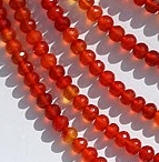 16 inch strand Carnelian Gemstone  Faceted Rondelle