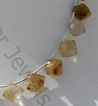 Golden Rutilated Quartz Puffed Diamond Cut