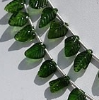Chrome Diopside Carved Leaf Beads