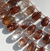 Copper Rutilated Quartz  Flat Pear Briolette