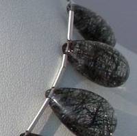 Black Rutilated Quartz  Flat Pear Plain