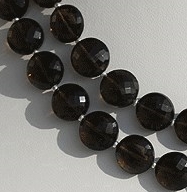 8 inch strand Smoky Quartz Gemstone  Coin