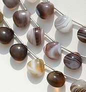 8 inch strand Botswana Agate Gemstone Heart Plain