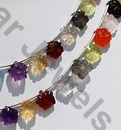 Semi Precious Multi  Gemstone Flower Beads