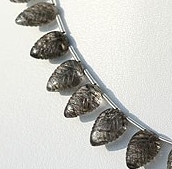Black Rutilated Quartz Carved Leaf