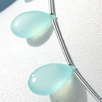 Dyed Blue Chalcedony  Flat Pear Briolette