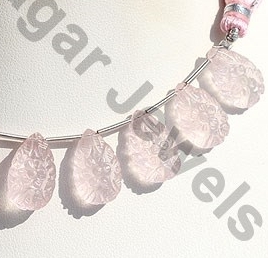 Rose Quartz Carved Flat Pear