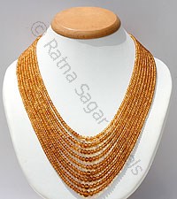 イエロー トルマリン宝石ロンデル ネックレス