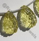 Lemon Quartz Carved Flat Pear