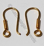 18K ゴールド フィッシュ フック コイル イヤー ワイヤー付き