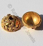18K ゴールドの重厚な造粒ビーズ キャップ