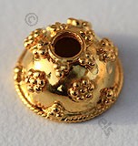 18K ゴールド フラワー グラニュレーション ビーズ キャップ