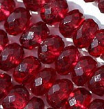 Red Spinal Faceted Rondelle