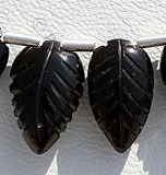Black Spinel  Carved Leaf